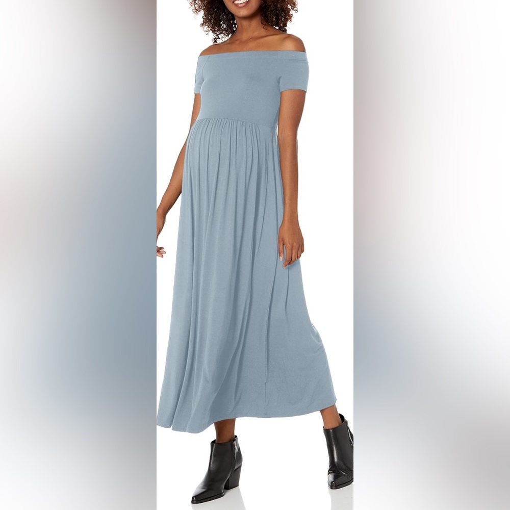 Motherhood Maternity Light Blue Off-Shoulder Maxi Dress New small